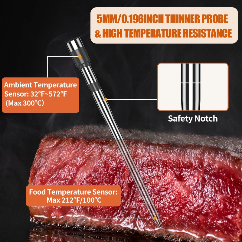 Thermomètre à viande sonde sans fil Bluetooth thermomètre alimentaire numérique Support application Mobile avec écran LCD pour four fumeur barbecue Gril