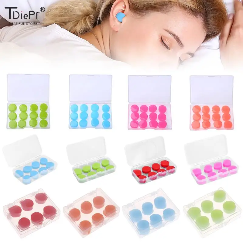 6-12pc/box Silicone Ear Plug Noise Reduction Sleep Anti Canceling Sound Insulation Earplug Protection Sleeping Reusable EarPlug