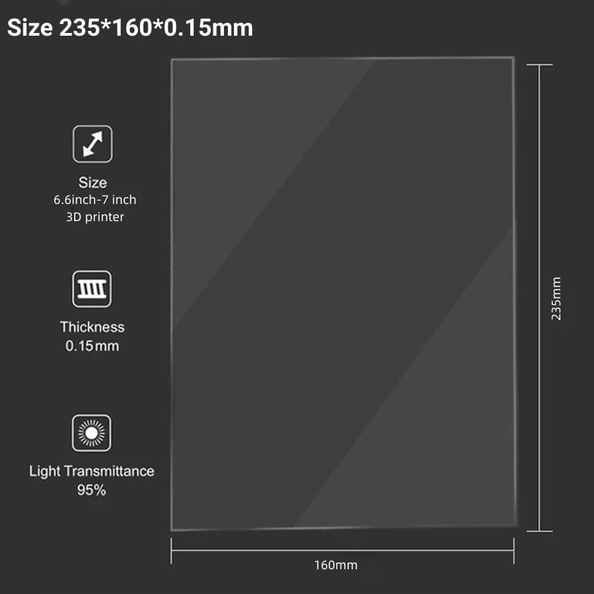 5Pcs 7 Inch FEP Film 235*160*0.15mm For ELEGOO Mars 4 /4 Ultra Mars 5 /5 Ultra 3D Printer Parts Accessories LCD SLA