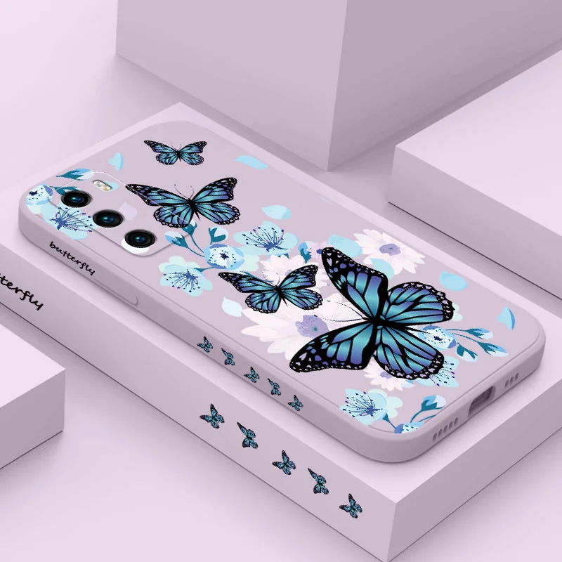 Aurora Butterfly Phone Case For Huawei P40 P50 P30 P20 Pro Lite Nova 5t Y7A Mate 20 Pro Lite Liquid Silicone Cover