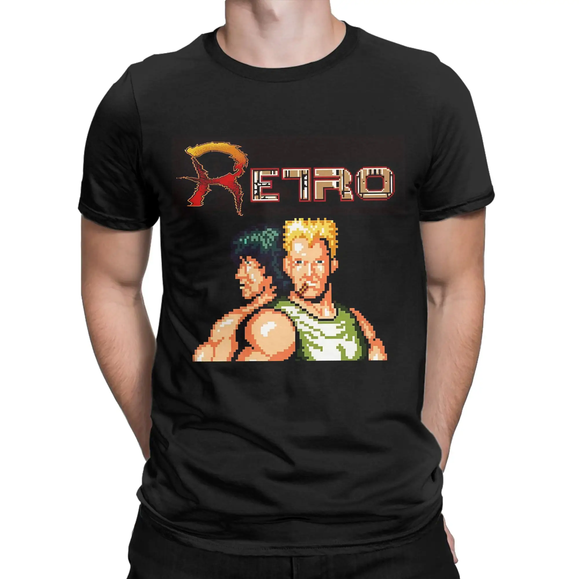 Retro Konami  Oversized Shirt Graphic 100% Cotton T-Shirt Contra NES Tops Tees For Men