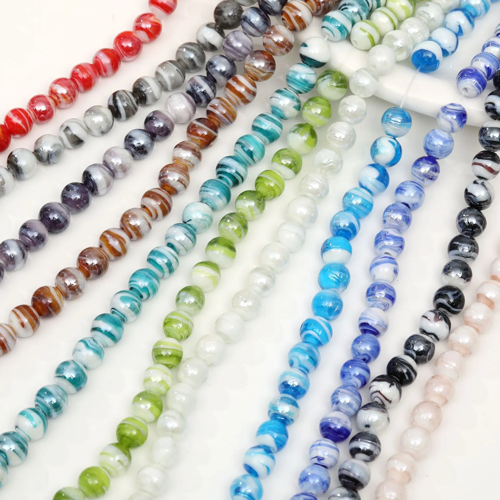 10Pcs 12MM Lampwork Glaze Beads Charms For Jewelry Making Diy Bracelet Necklace Crafts Accessories Multicolor Round Glass Beads