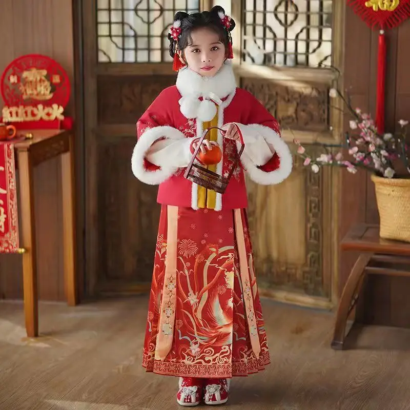 مجموعة تنورة وجه الحصان الصينية المقلدة للفتيات من سلالة مينغ من هانفو