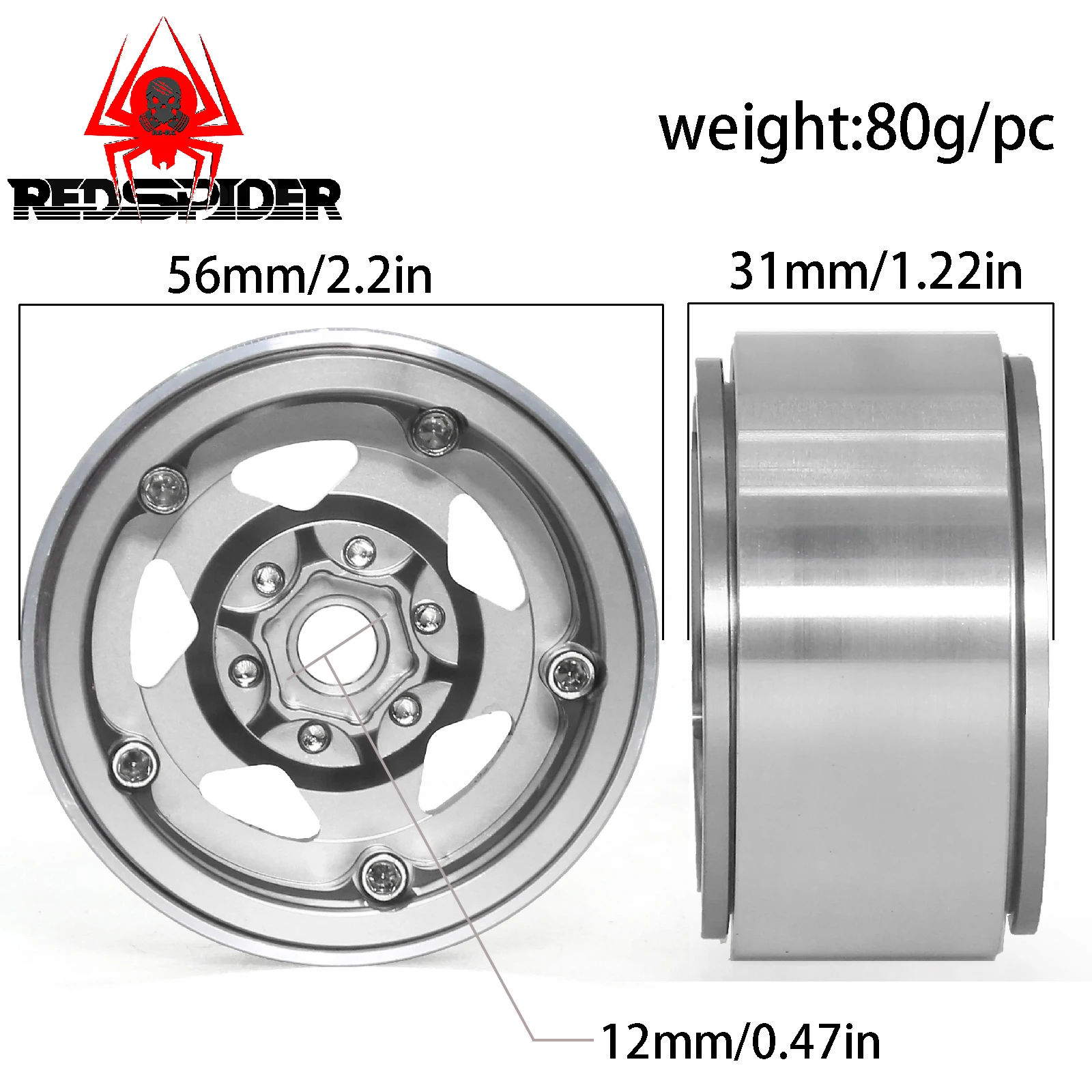 Aluminium Alloy 1.9 beadlock Wheels （4pcs）for 1/10 RC Crawler Car SCX10 TRX4 TRX6 Redcat Gen7 Gen7PRO Gen8 D90 VS4-10