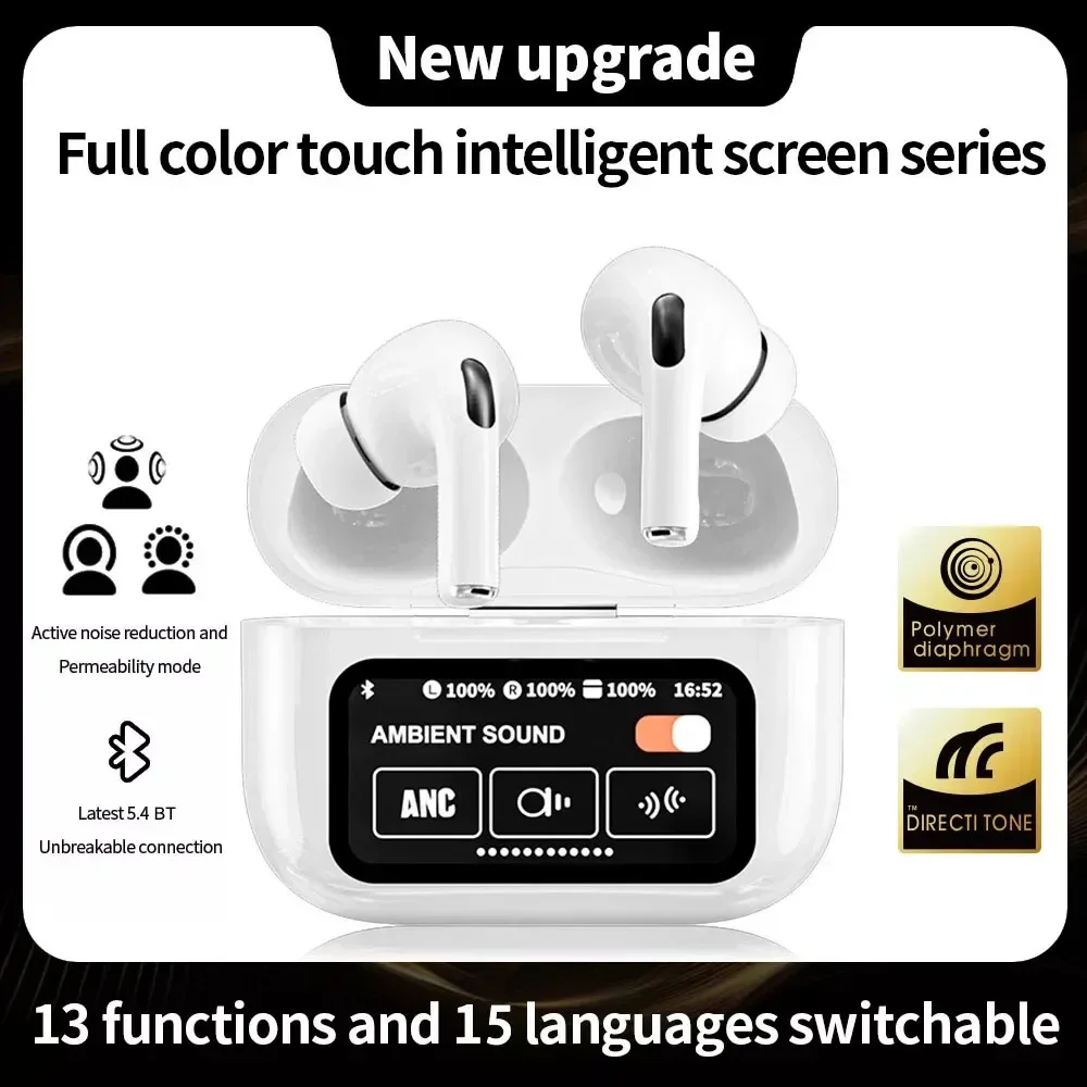 2025 ANC TWS سماعات داخل الأذن مع شاشة ملونة تعمل باللمس 40 ساعة وقت اللعب صوت عالي الدقة سوبر باس لاسلكي للسفر والعمل #1