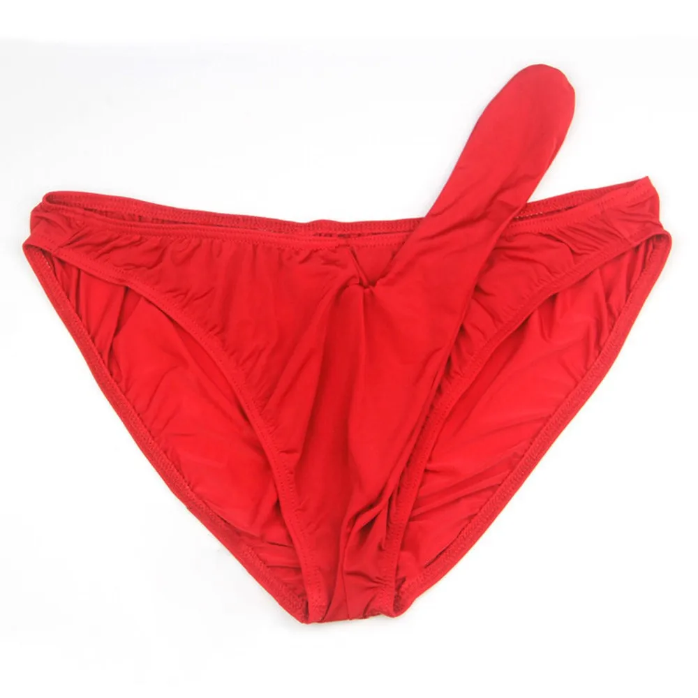 Sexy Mens Ultra-Thin Lingerie Breathable Silky Underpants Sleeve Bikini Pouch Solid Color Skin-Friendly Briefs Panties Underwear