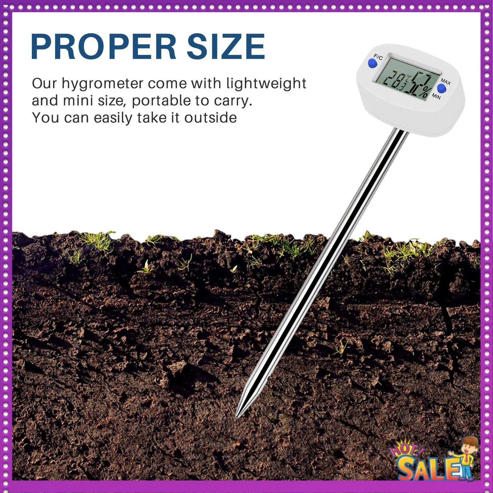 AA87 TA290 Цифровой гигрометр почвы, измеритель влажности, тестер температуры и влажности с зондом для садоводства, сельского хозяйства