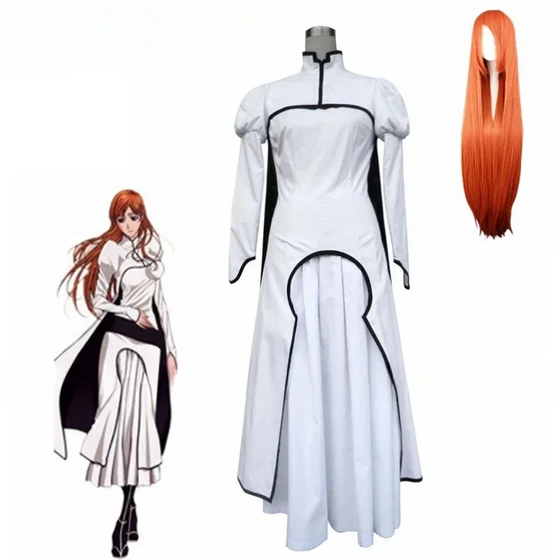 

Anime Bleach Orihime Inoue Hollow World Hueco Mundo Kimono Uniform Wig Cosplay Costumes