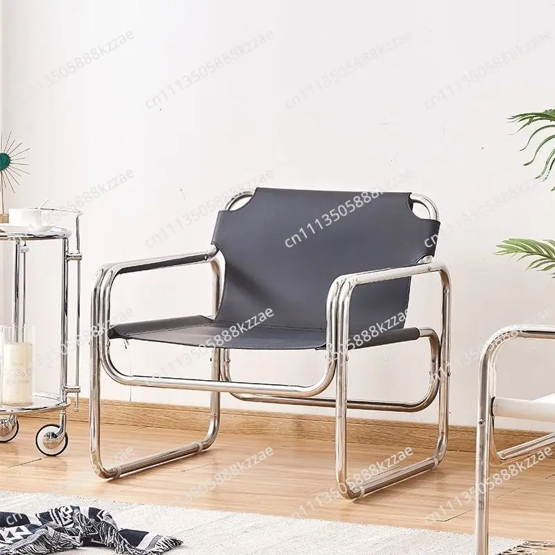 Nordic Living Room Chairs Stainless Steel Backrest Sofa Chair Single Person Dining Armchair Modern Home Decoration Furniture