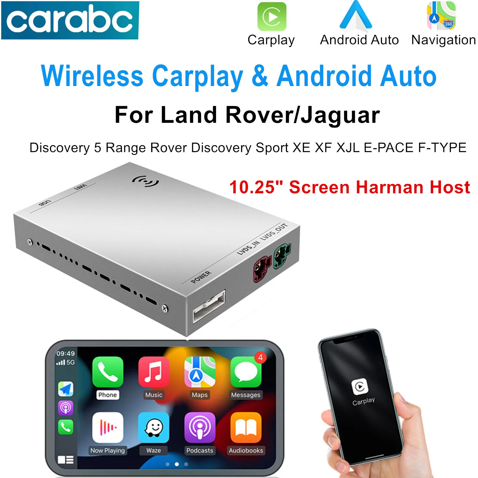 

CARABC For 10.25" Screen Land Rover Jaguar Harman Discovery 5 RANGE ROVER XEL XFL XJL Wireless Carplay Android Car