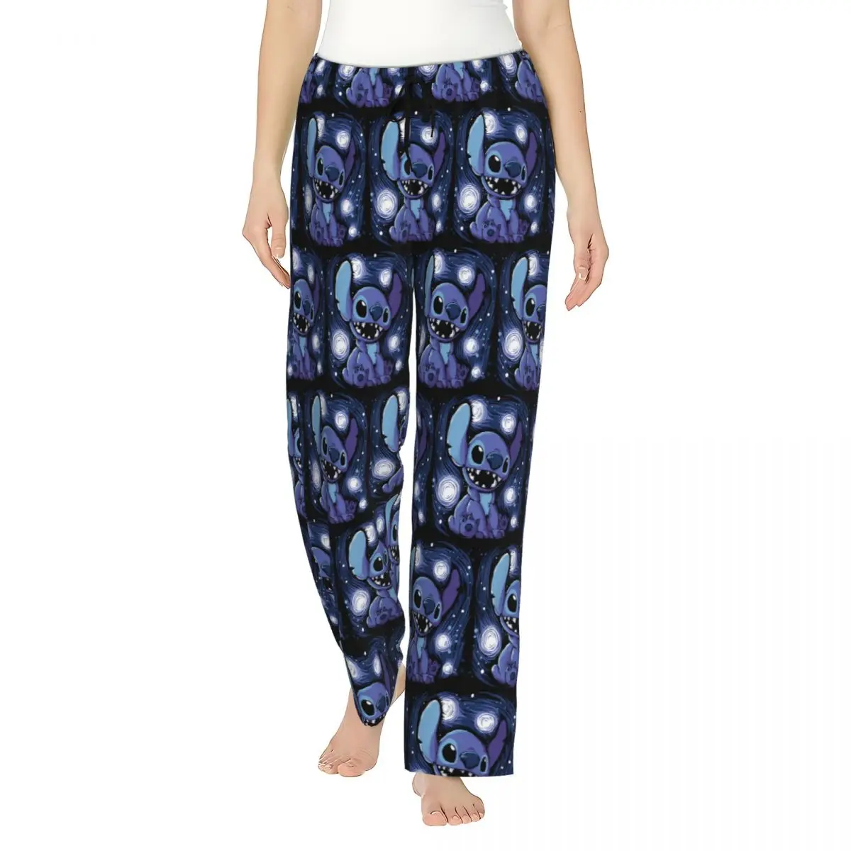 Custom Cartoon Anime Manga Stitch Pajama Pants Sleepwear for Men Elastic Waistband Sleep Lounge Bottoms with Pockets