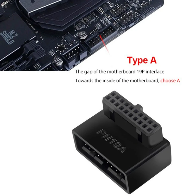 【Must-Haves】2Pcs Computer Motherboard Header Adapter USB 3.0 19P/20P 90 Degree Desktop Converter Desktop Computer Accessories