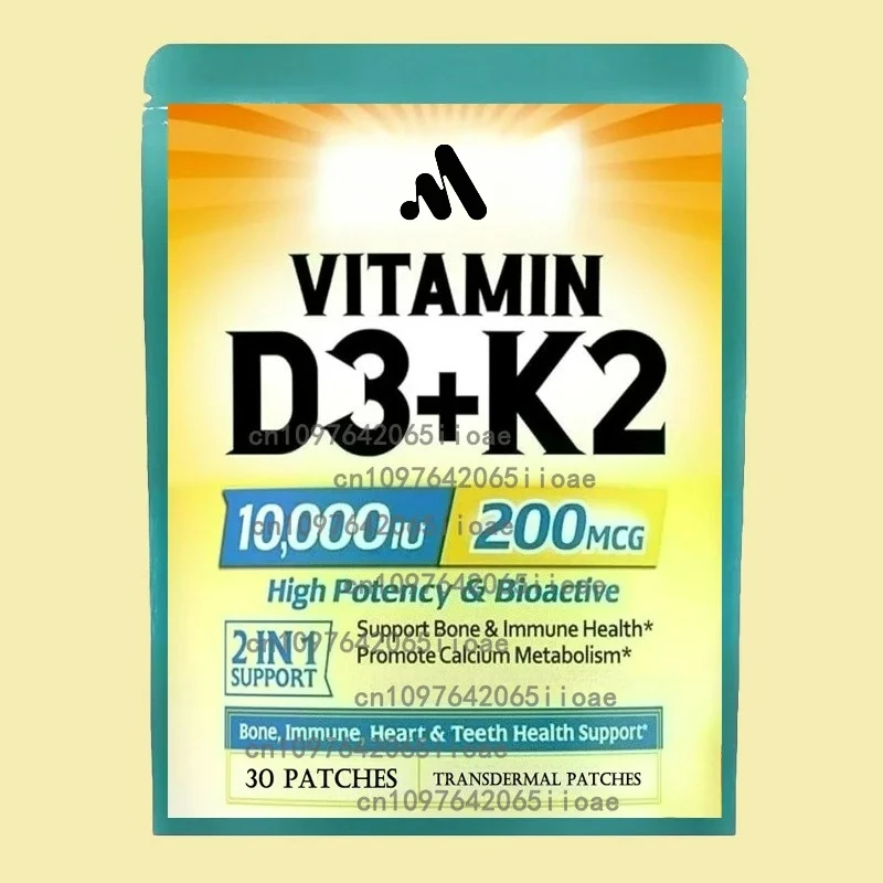 

30 Patches Vitamin D3 K2 Transdermal Patches - Healthy Heart and Bone Support, Immune System & Blood
