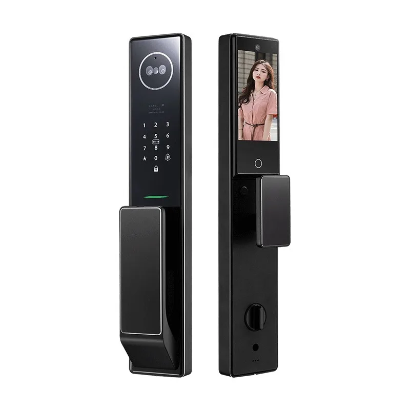 Facial recognition smart lock visual cat eye inside and outside double monitoring smart door lock fingerprint password lock