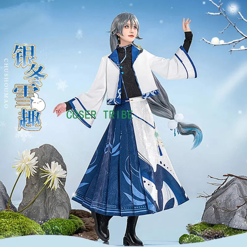 Honkai Impact 3 Fu Hua Silver Winter Snow Fun Women Cosplay Costume Cos Game Anime Party Uniform Hallowen Play Role Clothes