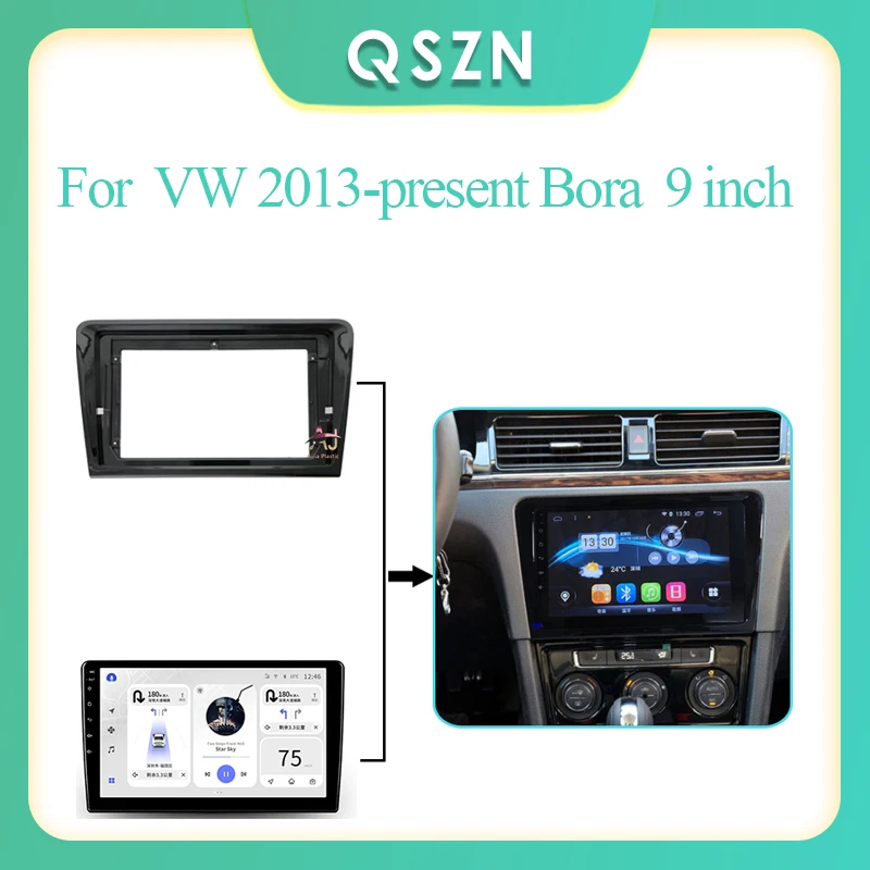 

9 Inch Universal 2 Din Radio FrameFor VW 2013-present Bora Stereo Fascia Framework Panel Dash Plate Trim Kit