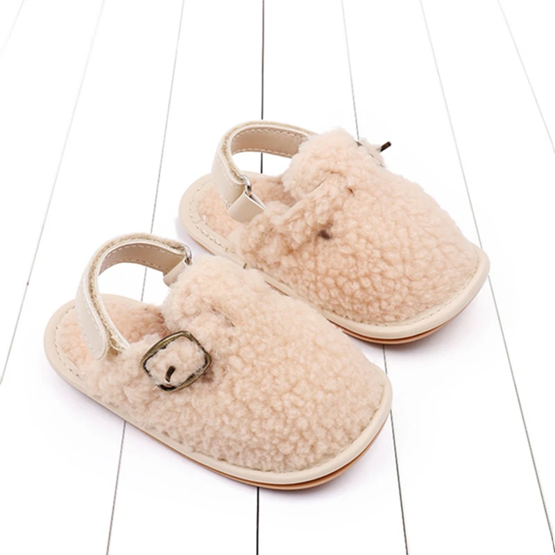 Cute Cartoon Animal Baby Slippers Cozy Fleece Anti-Slip Soft Sole Indoor Shoes for Infant Toddler First Walkers