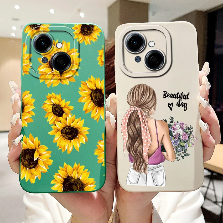 For Tecno Spark Go 2025 Case Spark Go1 Stylish Sunflower Pretty Girls Cover Soft TPU Phone Case For Tecno Spark Go 1 Pop9 Bumper