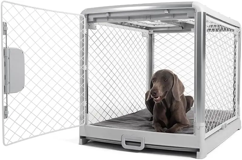 Collapsible CratePortable Dog Crate Travel Crate, Dog Kennel) for Large Dogs and Puppies (Ash)