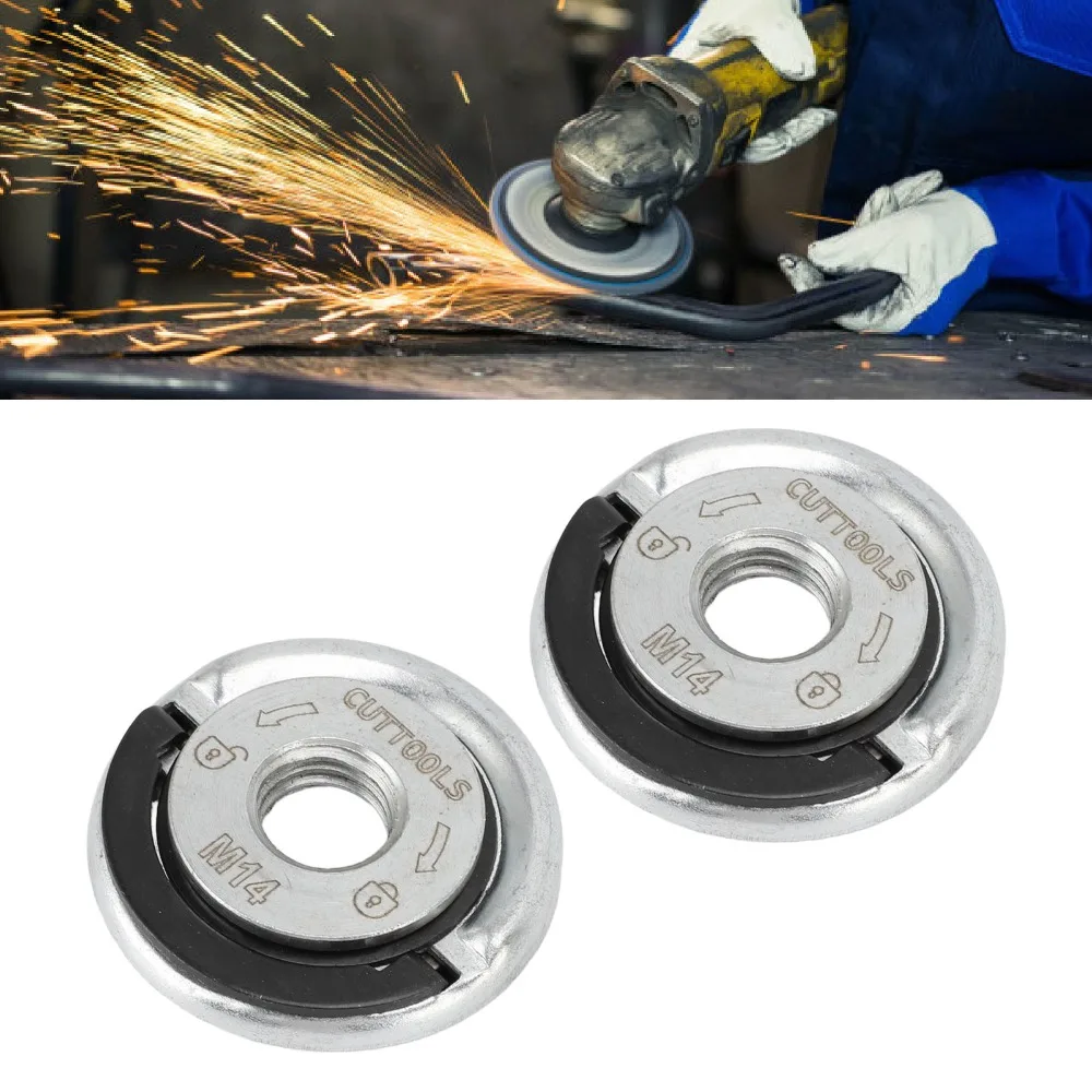2pcs M14 Thread Angle Grinder Flange Nuts Quick Release Self-Locking Quick Release Flange Nuts Grinder Locking Nuts
