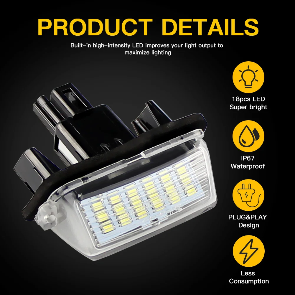 2 قطعة الخلفية LED رقم لوحة ترخيص أضواء مصباح لتويوتا كامري يارس أفالون هايلاندر بريوس C VERSO-S 2012-2019 81270-0D120 #5