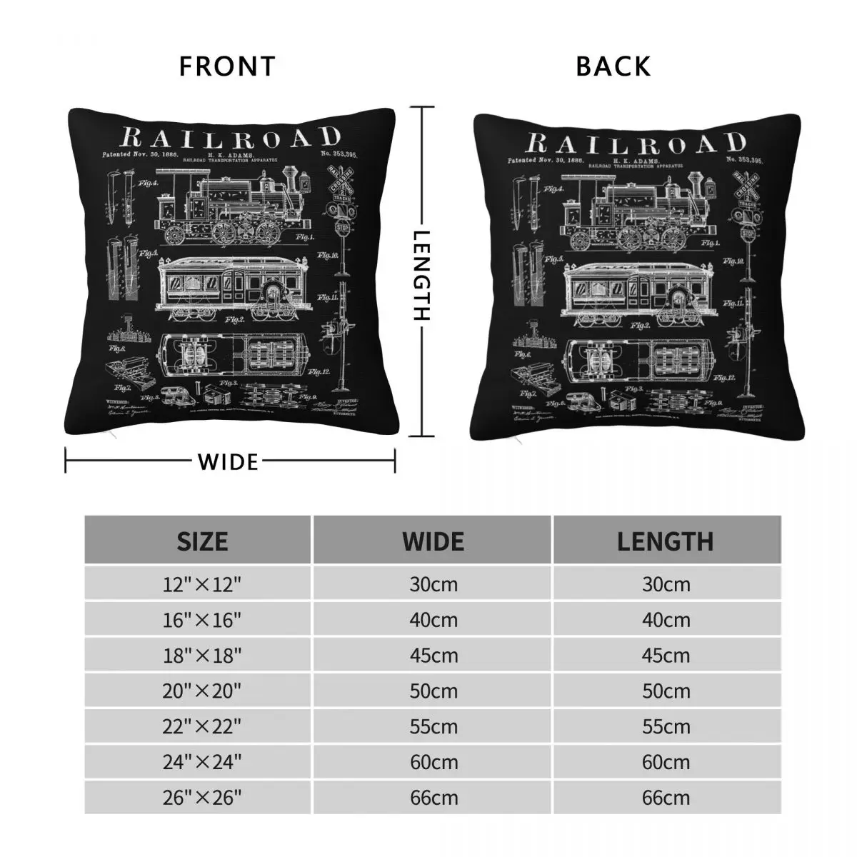 Railway Steam Train Patent Pillowcase Polyester Linen Velvet Creative Zip Decorative Sofa Cushion Cover