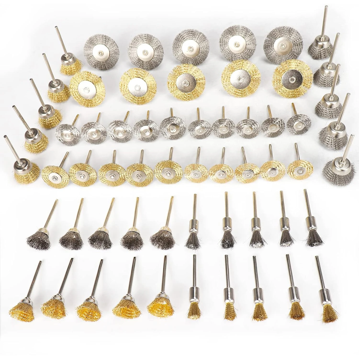 

Brass Steel Wire polishing Brush Metal Rust Removal Wheel Cup Set 1/8" (3mm) Shank for Dremel Rotary Polishing Tools Accessories