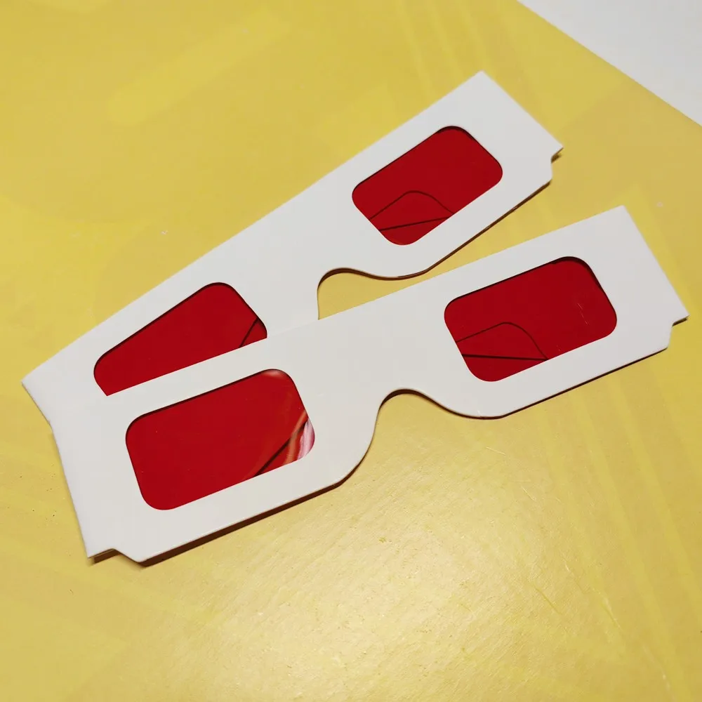 100pcs/lot Re-useable White Paper 3D Glasses Paper Frame Red/Red Lens 3d Decoder Glasses For Promotion