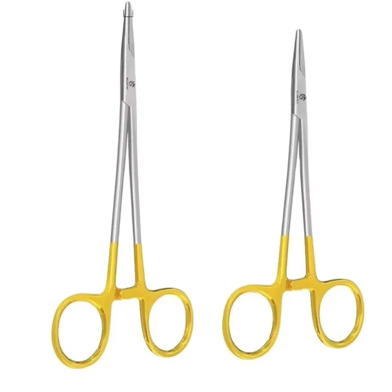 Cynamed TC Mayo Hegar Needle/Suture Holder Driver Réutilisable avec inserts en carbure de tungstène, anneaux dorés, capacités de coupe, pour usage vétérinaire