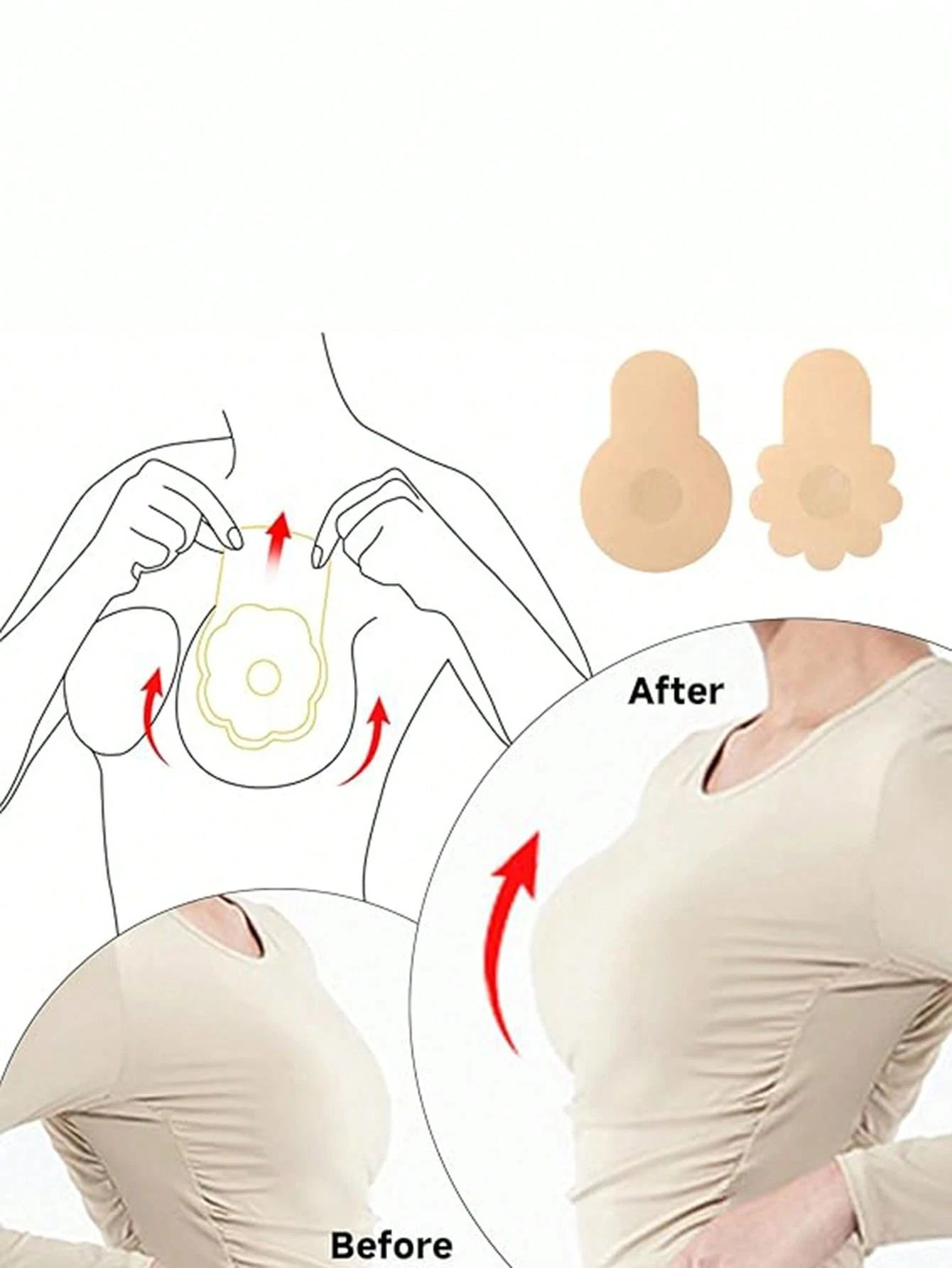 Cintas desechables prácticas para levantamiento de senos, pétalos de pecho autoadhesivos invisibles súper discretos, diseñados para mujeres, 10/20 piezas