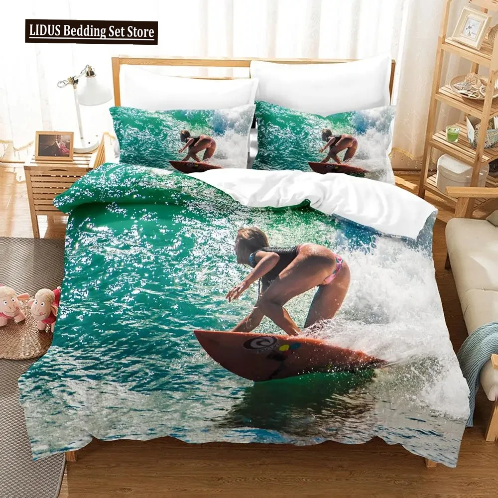 

3Dsurf On The Sea Bedding Sets Duvet Cover Set With Pillowcase Twin Full Queen King Bedclothes Duvet Cover
