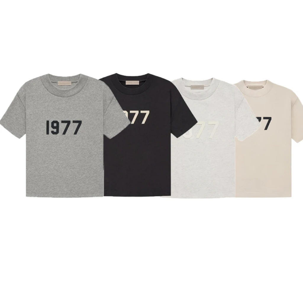 

Футболка с круглым вырезом и принтом Flock Print серии 1977 SS22, осенняя, с цифровым графическим изображением цифр, в американском уличном стиле, с коротким рукавом, удобный топ
