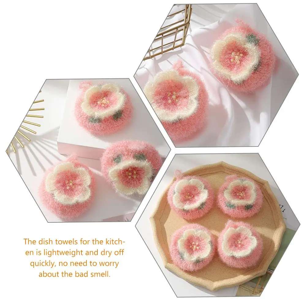 

Flower Dish Towel Washing Cloth Dishcloth Kitchen Supply Home Towels Scrub Acrylic Polyester Yarn Scouring Tableware Scrubber