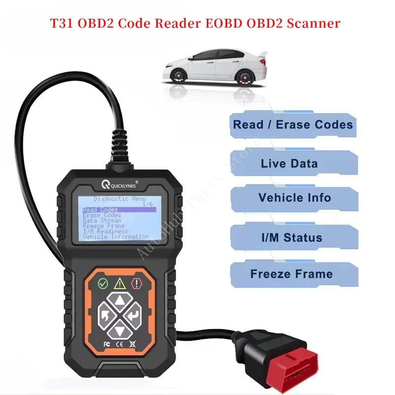 T31 OBD2-Codeleser EOBD OBD2-Scanner Lesecodes Löschen Sie Codes Kfz-Diagnosetools