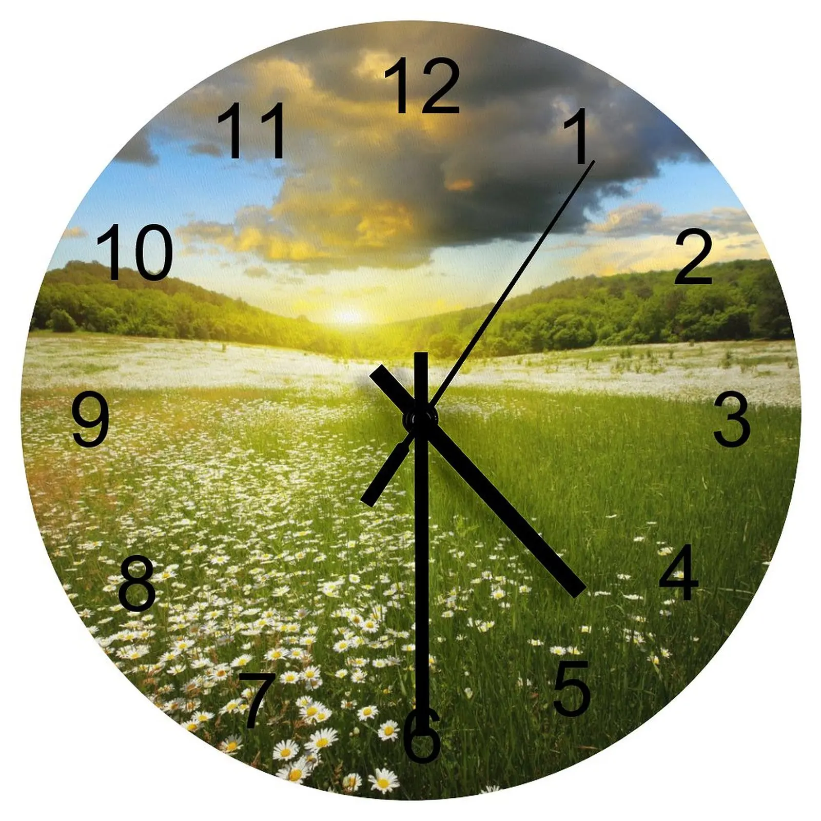 

Bedroom Wall Clock Inviting Flowers Nature Clocks 12 inch Silent Fashion Round Creative Slim Profile Retro