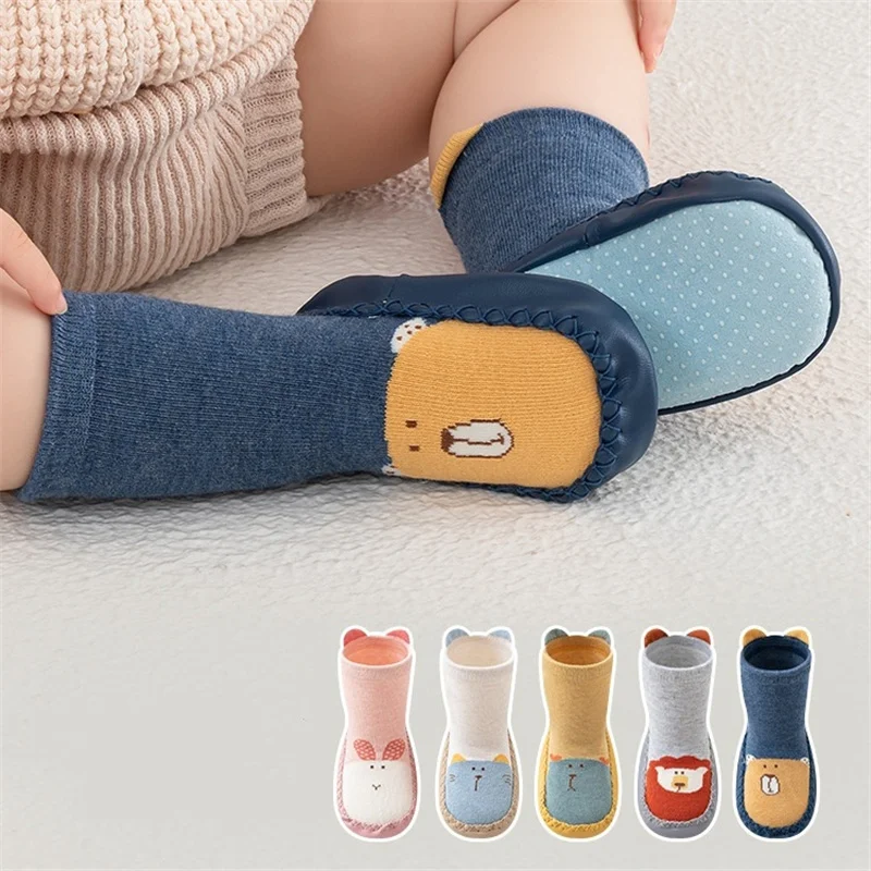 

Baby Socks Shoes Autumn Winter Newborn Cartoon First Walkers Soft Soled Shoes Casual Infant Toddler Anti-slip Floor Socks 0-12M