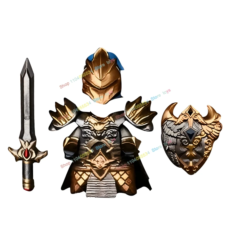 

S124 MOC Middle Ages Knight Cloak Helmet Armor Accessories Assembled Scene Bricks Creative Action Figure DIY Toys Gifts