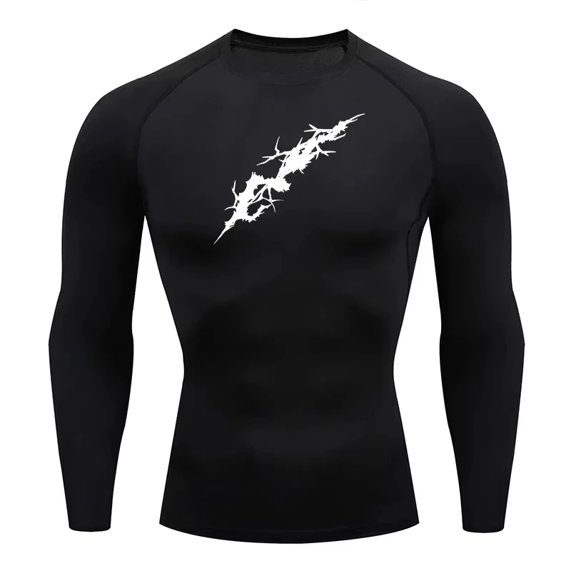 

Новые мужские компрессионные топы с принтом 2025: быстросохнущие и дышащие спортивные футболки для тренировок в тренажерном зале и бега