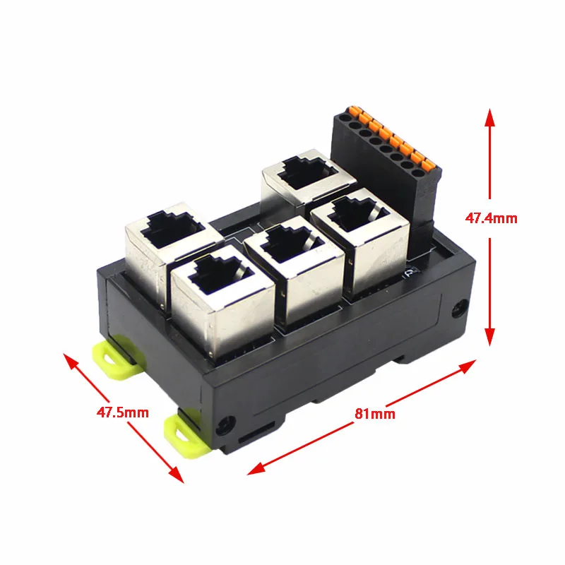 Quick contact RJ45 female to terminal block ,RJ45 8P8C  Horizantal Breakout board RJ 45 splitter RJ45 adapter Din Rail Mounting