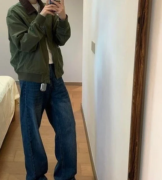 Wiosenno-jesienna kurtka w stylu vintage, modna, luźna, damska, uniwersalna kurtka, top.