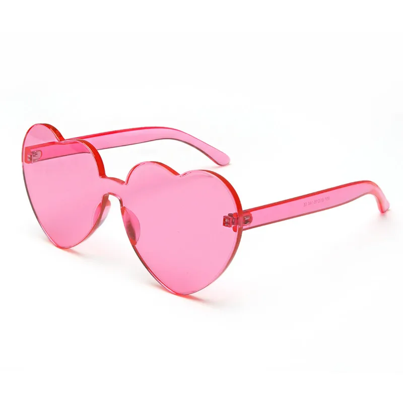 Retro Round Sunglasses Women 2020 Rimless Frame Lens Candy Color Sunglasses Love Shaped Red Pink Yellow Shades Eyewear