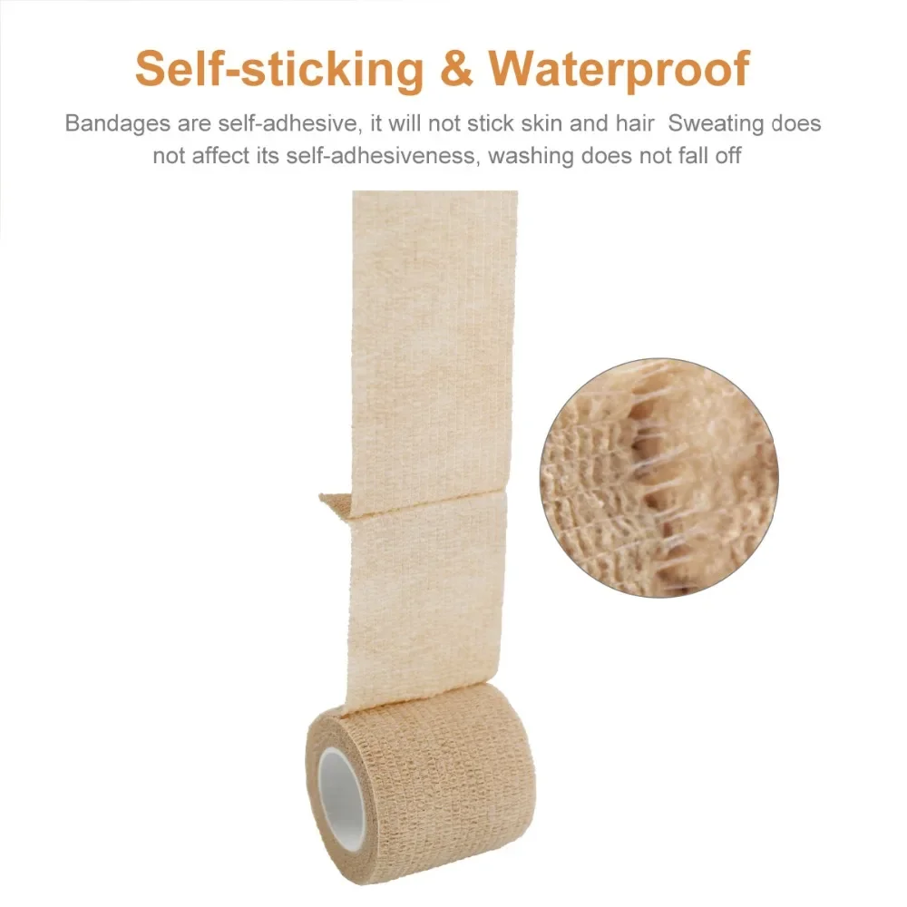 Großhandel 24 Rollen Bandage Atmungsaktive Selbsthaftende Bandage für Menschen & Haustiere Athletische Elastische Kohäsive Bandage Selbstklebend – Detail 5
