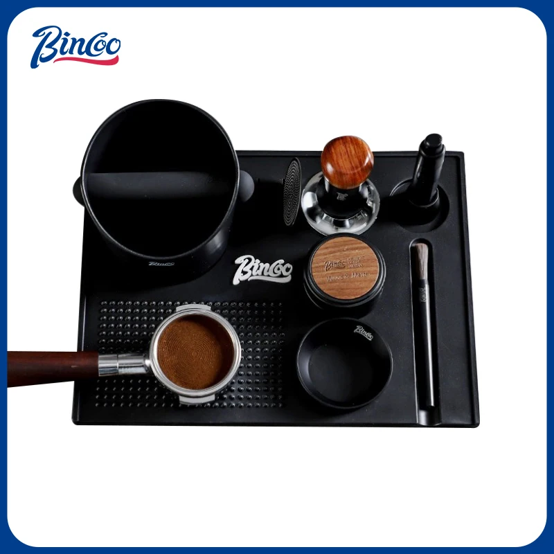 

Bincoo Desktop Silicone Powder Mat Coffee Tampering Mat Anti slip Bar Corner Filling Mat Coffee Dispenser Set 51-58mm