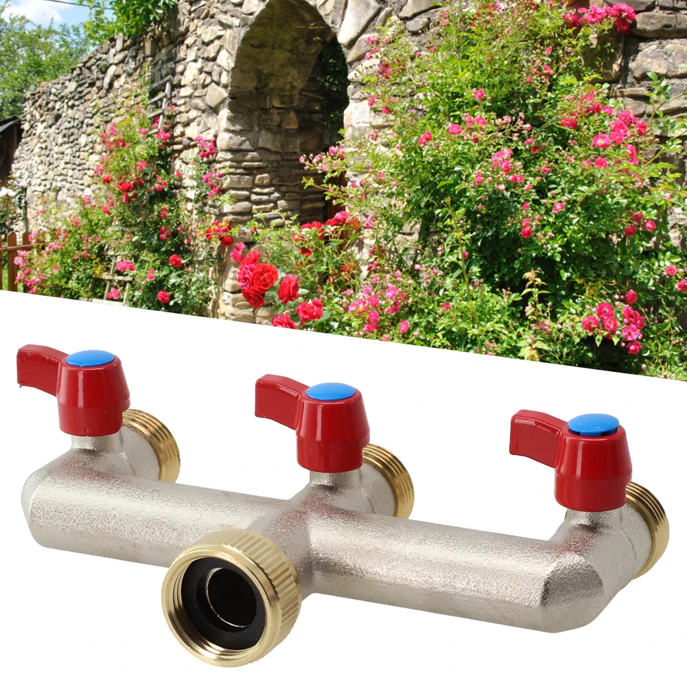 

Adjustable Flow Control 3-way Water Connector Faucet Connector Versatile For Various Equipment Fits Standard 3 4 Inch Hoses