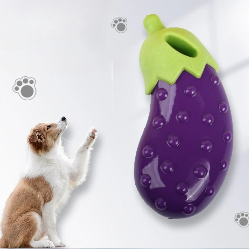 Dog Chewing Toy Bite-resistant Silicone Rubber Sound Toy Dog Speaky Toy Simulated Eggplant Dog Accessories