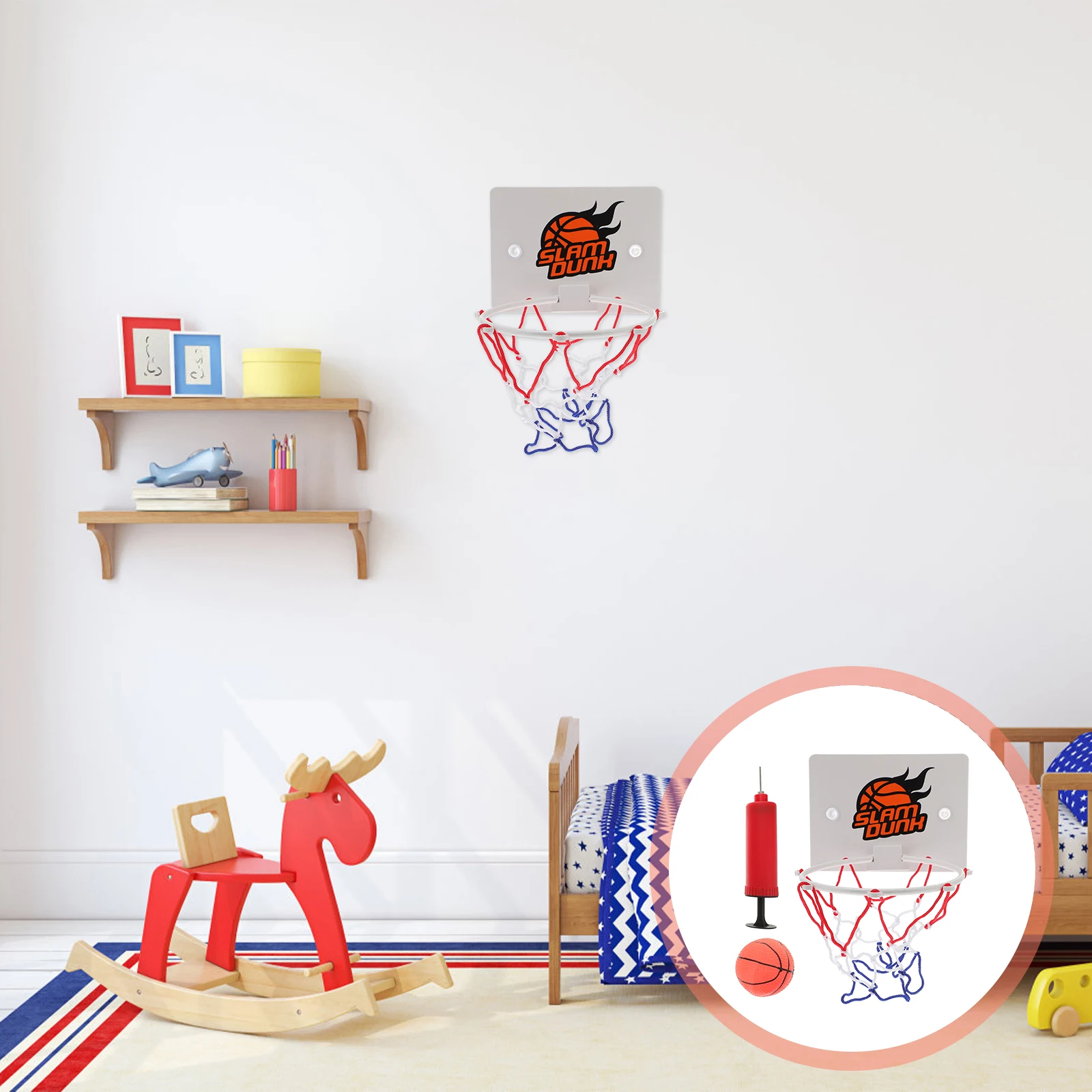 1 set di tavole da basket per bambini montate a parete, mini basket, netball, set da gioco per basket al coperto (colorato)
