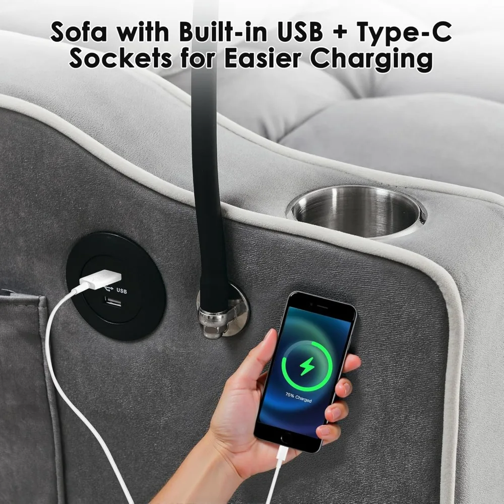 سرير أريكة قابل للتحويل، أريكة نوم مع جيب جانبي، مسند ظهر قابل للتعديل، أريكة غرفة المعيشة مع حامل هاتف، أريكة قابلة للسحب، لو #5