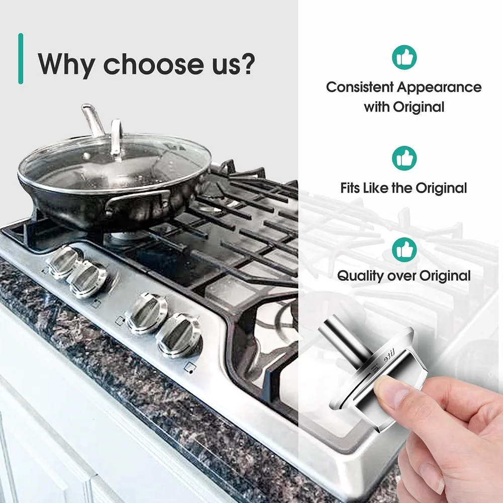 4 упаковки 5304525746   Ручки газовой плиты для Fridgidaire FFGC3026SS FFGC3626SS и т. д., ручка управления диапазоном горелки 5304504839 4960519