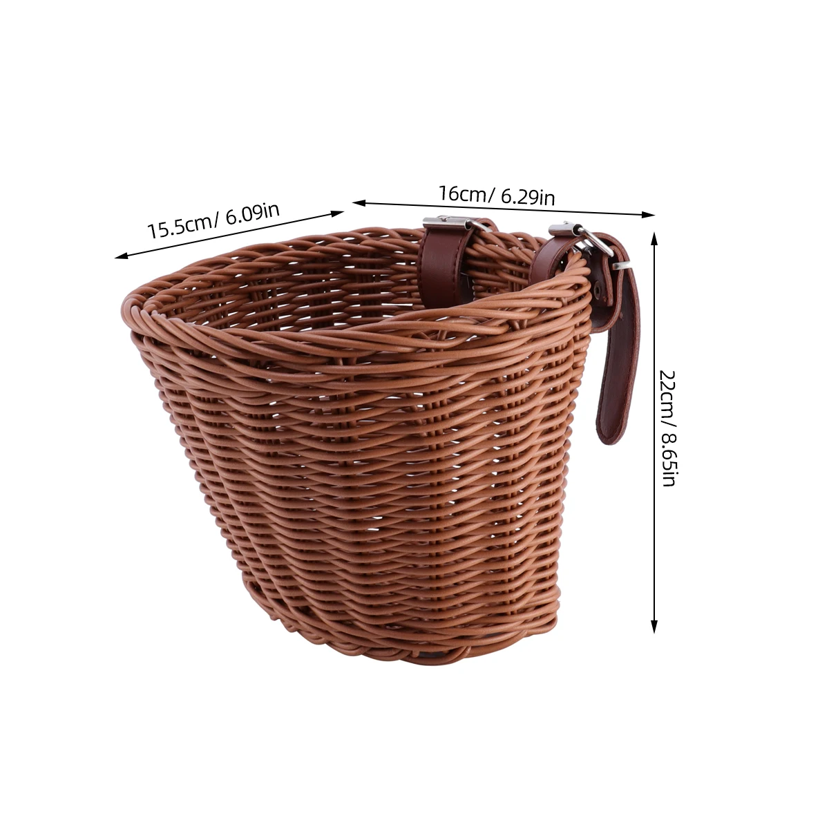 

Basket Storage Front PE Rattan Girls Bike Car Bell Brown Plastic Baskets Kids Large Capacity Retro Appearance Easy Install