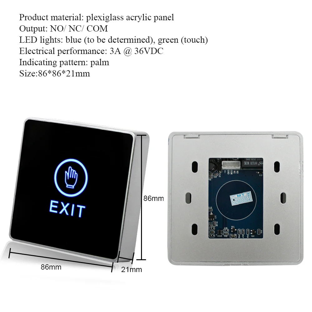 Botón de acceso para salida de puerta, sistema de Control de acceso, apertura táctil